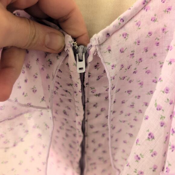 VTG 70s Womens XS Cottagecore Prairie Long Maxi Floral Tiered Lilac Purple Dress - Picture 15 of 16